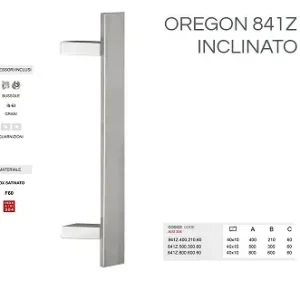 Maniglione inox OREGON 841Z inclinato SATINATO AISI 304 400-210 16176 Superprijs